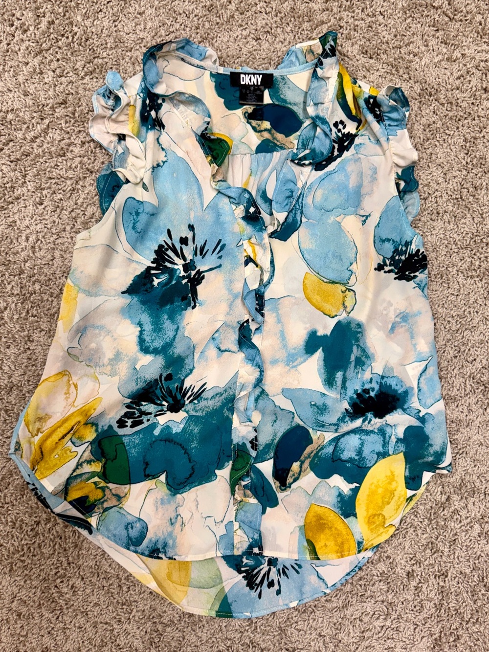 DKNY Ruffle Sleeveless Blouse
